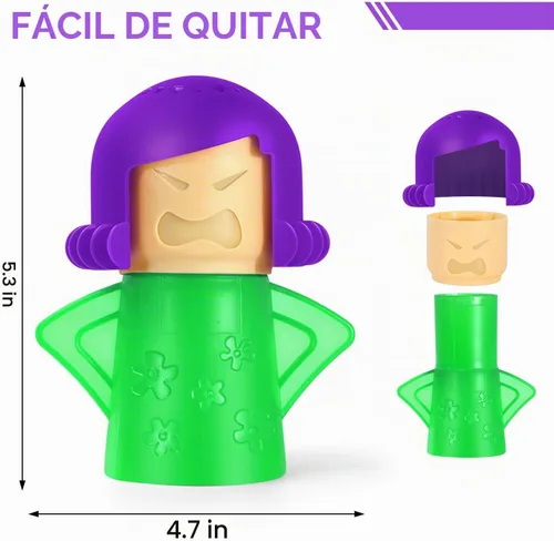 Vista 2 de Spardar Angry Mama - Limpiador de vapor para microondas Angry Mama, paquete de 2 limpiadores de microondas para cocinas, la forma divertida y fácil
