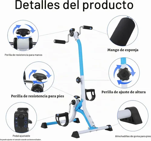 Vista 4 de Bicicleta estática de pedal para personas mayores, bicicleta de brazo de resistencia ajustable, equipo de ejercicio ligero para manos, brazos