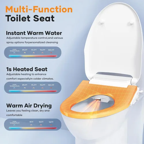 Vista 2 de Asiento de inodoro eléctrico alargado del bidé, secador de agua
