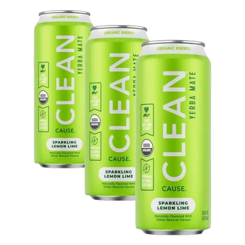 Vista 4 de Clean Cause Yerba Mate Engergy Drink, limón lima, 16 onzas