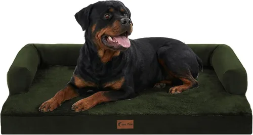 Vista 52 de Cama ortopédica para perros extragrandes, cama de espuma XL con forma de caja de huevos impermeable con lados 45x35 pulgadas, cama de sofá