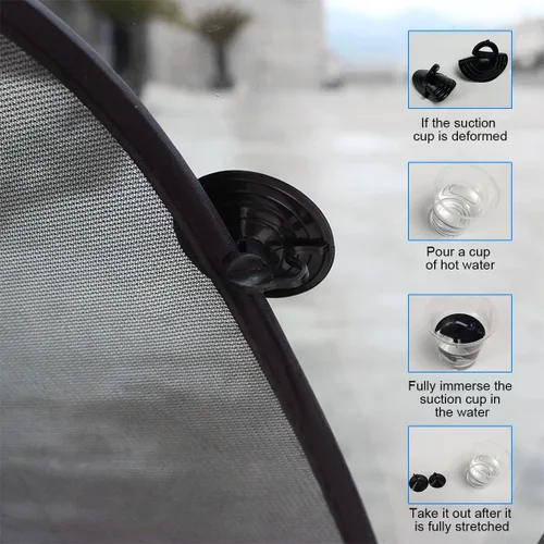 Vista 3 de Parasol para ventana trasera con ventosa, cubierta de malla de protección solar, bloquea los rayos UV para asientos de automóvil, accesorios