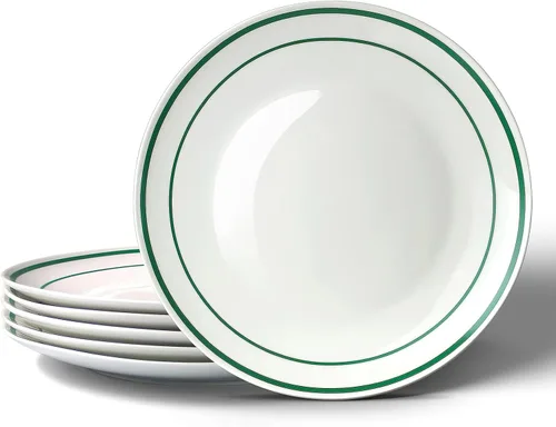 Vista 9 de YFWOOD Juego de 6 platos llanos de cerámica, platos de ensalada de 8 pulgadas, mesa redonda de porcelana contemporánea, adecuados para postres
