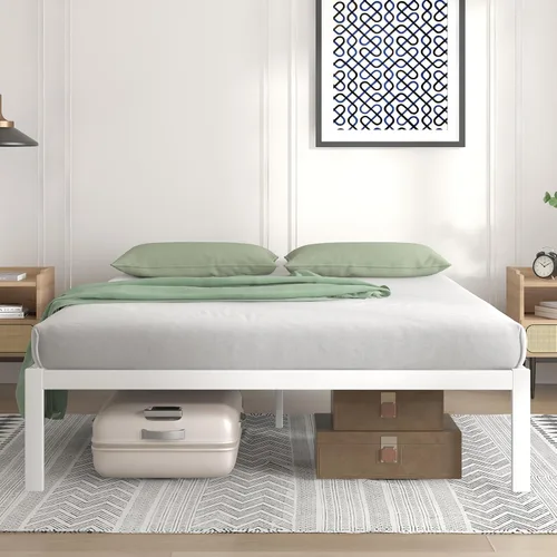 Vista 16 de Novilla Base de cama individual con cabecero, marco de cama de plataforma de metal, resistente, no necesita somier, soporte de listones de madera
