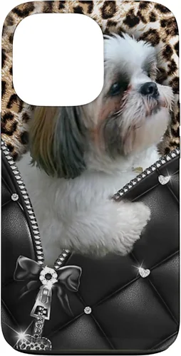 Vista 10 de Funda Shih Tzu con cremallera para iPhone 16 I Love Shih Tzu Dogs Leopard Hippie Leather