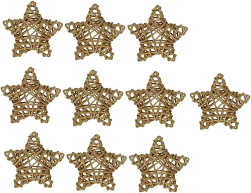 Vista 4 de 10 Uds. Decoración de mimbre de estrella de mimbre bola rústica adorno cuenco relleno DIY decoración - 3.1 in