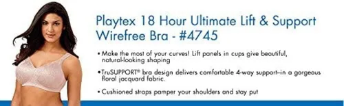 Vista 4 de Playtex Brasier de cobertura completa sin aros de 18 horas para mujer con comodidad diaria