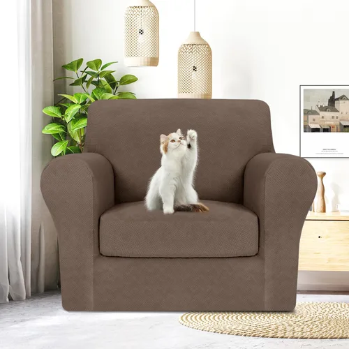 Vista 88 de MAXIJIN 2 piezas de fundas para silla con brazos, funda para silla de sofá para sala de estar, funda elástica para perros para una silla con 1 cojín