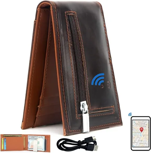 Vista 14 de Billetera rastreable para hombre, antipérdida, Bluetooth, rastreador y buscador, tarjeta de crédito (rojo-1)