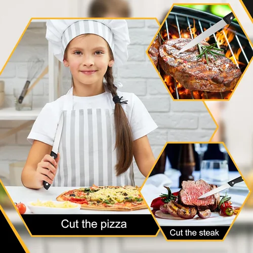 Vista 3 de Lasnten Juego de 100 cuchillos de carne de acero inoxidable de 8.78 pulgadas, punta puntiaguda, mango de plástico, cuchillo de cocina