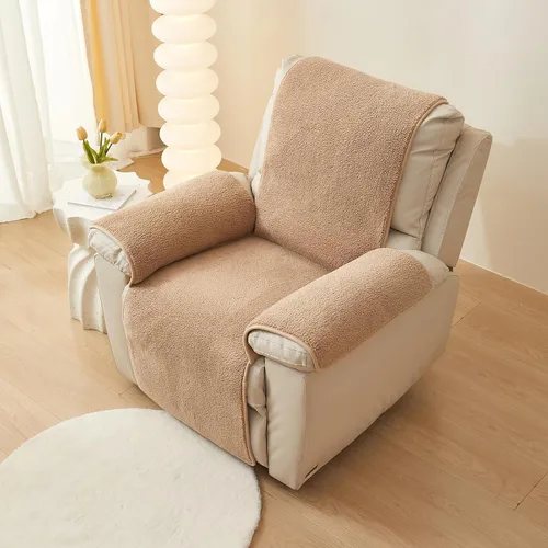 Vista 14 de vctops Funda para silla reclinable de vellón sherpa, súper suave y cálida, protector de muebles antideslizante, lavable, funda para silla reclinable