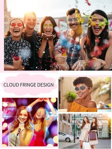 Vista 7 de 6 pares de lentes de sol en forma de nube sin montura de cristal nubes y borlas gafas de sol de los años 90 gafas divertidas para mujeres y hombres