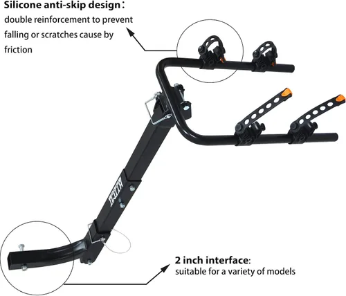 Vista 2 de Soporte de enganche para 2 portabicicletas con receptor de 2 pulgadas para coche, camión, SUV, transporte [P/N:ET-TOOL045-A-BLACK]
