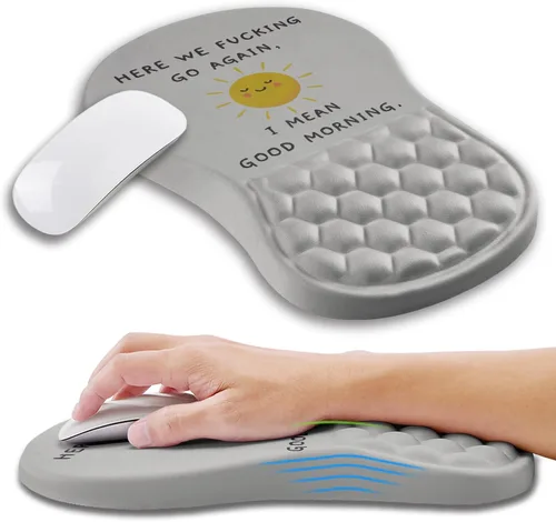 Vista 18 de Alfombrilla ergonómica para ratón con soporte de muñeca con espuma viscoelástica con protuberancia de masaje, alfombrilla para ratón de alivio