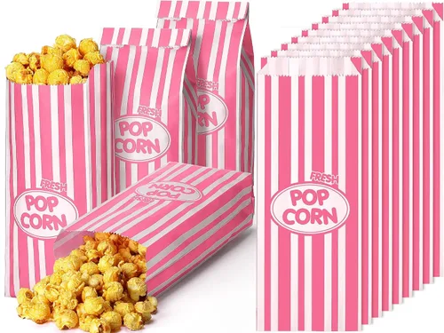 Vista 14 de Sherr 1000 Piezas Bolsas de Palomitas de Maíz de 1 Onza a Granel Negras con Rayas Retro Desechables para Noches de Película Navidad Circo Carnaval