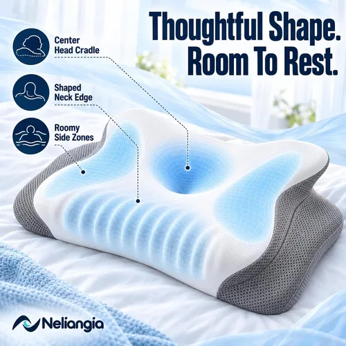 Vista 3 de Almohada cervical para el cuello, espuma viscoelástica de doble altura