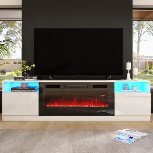 Vista 10 de AMERLIFE - Soporte de TV con chimenea eléctrica de 36 pulgadas de 70 pulgadas Negro