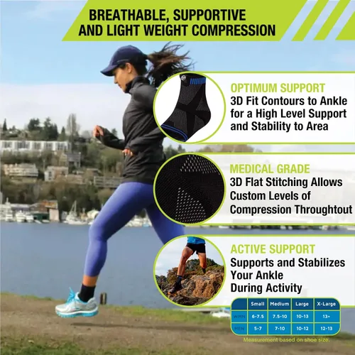 Vista 4 de Pro-Tec Athletics Soporte de tobillo plano 3D, ajuste personalizado, tela transpirable, estiramiento multidireccional para apoyo y flexibilidad