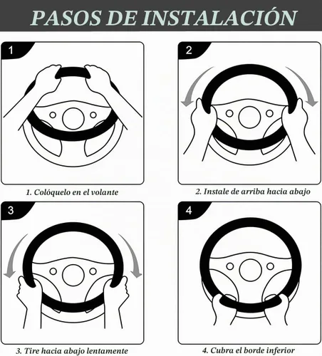 Vista 4 de Funda universal de microfibra para volante de automóvil, fibra de carbono elástica, 15 pulgadas, transpirable, antideslizante, protector de volante