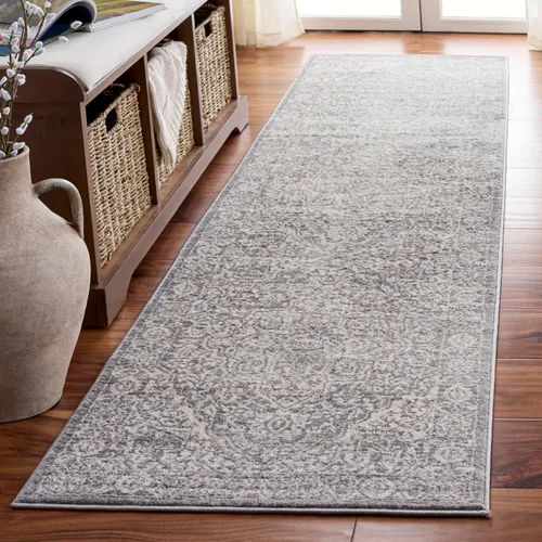 Vista 22 de Safavieh - Alfombra de 2 x 4 pies de la colección Brentwood color marfil y azul marino, alfombra que no suelta pelusas con diseño desgastado