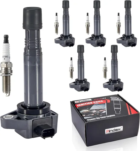 Vista 10 de Pindex Paquete de 6 bobinas de encendido UF242 y bujía de iridio doble 4503 compatibles con Honda Accord Odyssey Acura TL CL RL 3.0L 3.2L 3.5L V6