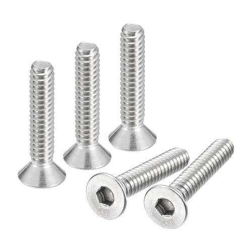 Vista 23 de uxcell tornillos de cabeza avellanada plana #8-32x1/2, 25 piezas de tornillos de cabeza plana con llave hexagonal de acero inoxidable 304, rosca