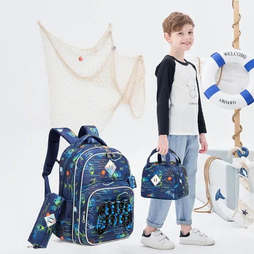 Vista 6 de Meetbelify Mochila para niñas de primaria preescolar para niños de la lonchera para la escuela