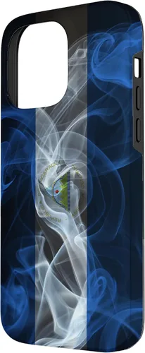 Vista 2 de iPhone 14 Pro Max Smoky Nicaragua Flag - Funda de orgullo nicaragüense estilo humo