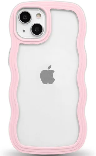Vista 135 de Anuck Funda para iPhone 13 Pro con borde ondulado, diseño trasero transparente, agarre antideslizante, forma de marco rizado ondulado, a prueba