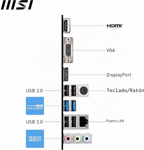 Vista 6 de MSI PRO H610M-G Placa base WiFi, Micro-ATX. Soporta procesadores Intel Core de 14ª, 13ª y 12ª generación, LGA 1700 - DDR5 Memory Boost 5600MHz/MAX