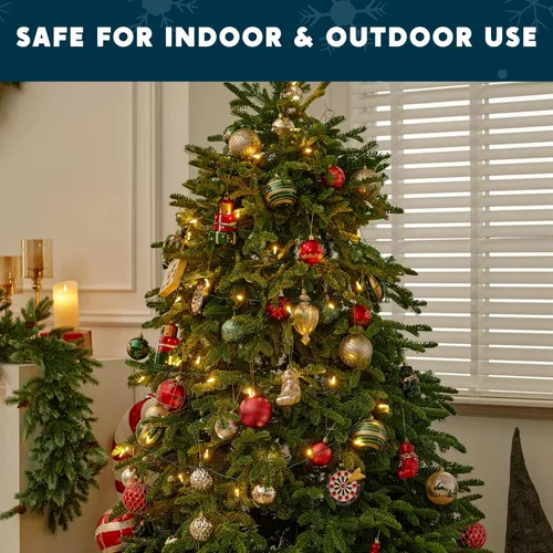 Vista 8 de Joiedomi Guirnalda de luces LED de Navidad, 2 x 50 unidades, 31.4 pies, funciona con pilas, con 8 modos, cable verde multifunción para decoración