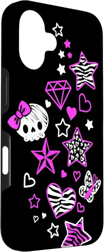 Vista 3 de Carcasa estética para iPhone 16 McBling Doodles Bimbo Trashy Y2K Animal Print Star