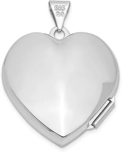 Vista 4 de Noble Collections - Colgante de oro blanco de 14 K con forma de corazón (0.866 x 1.063in)