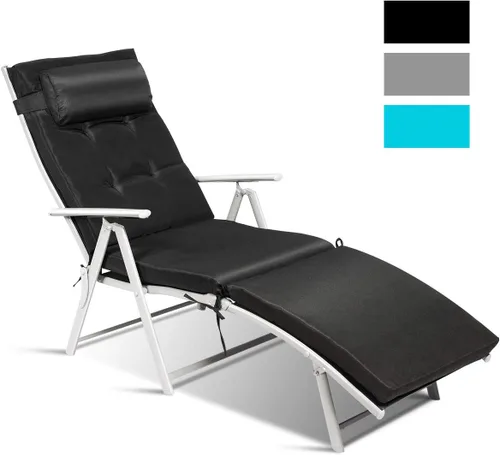 Vista 3 de COSTWAY Sillón plegable para exteriores, sillón reclinable ligero con cojín, color negro