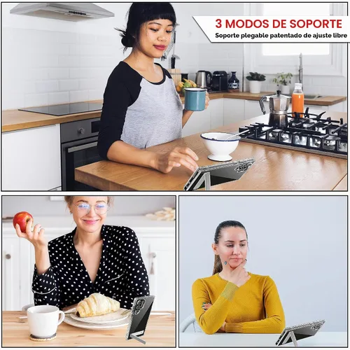 Vista 2 de CEDO - Funda con soporte para Samsung Galaxy S22 Ultra, ajustable en 3 direcciones con soporte de metal, parachoques a prueba de golpes de grado