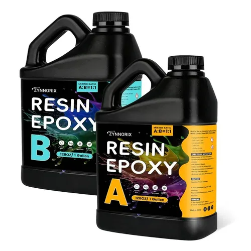 Vista 9 de Kit de resina epoxi de 1 galón, alto brillo, seguro para alimentos y resistente a los rayos UV, mejor para bricolaje, arte, mesa de río, madera