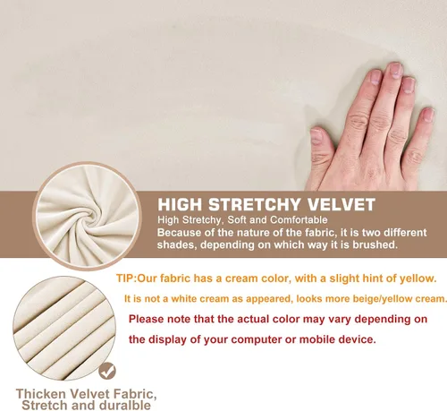 Vista 2 de NeColorLife Funda de cojín de terciopelo para sofá seccional con diván gruesa (1 funda de diván XL, crema)