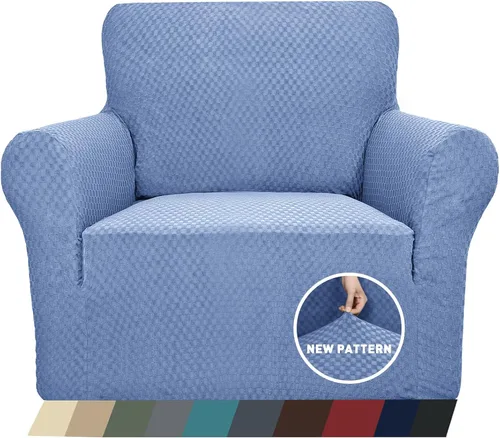 Vista 28 de ZNSAYOTX 1 Funda de silla Jacquard para sala de estar, funda de silla de alta elasticidad con brazos, antideslizante, apta para mascotas, funda