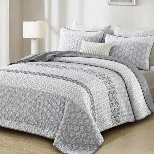 Vista 9 de Cottolester Juego de edredón Aqua tamaño Full, colcha a rayas estilo bohemio, juego de ropa de cama de microfibra ligera y suave de 3 piezas, 78"x90