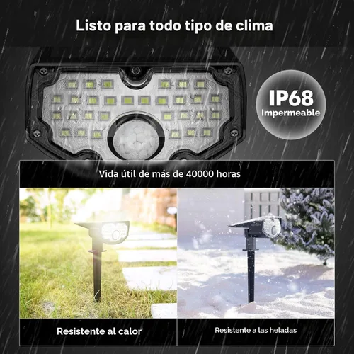 Vista 6 de AloftSun Luces solares con sensor de movimiento para exteriores, 30 luces LED / IP68 impermeables, luces solares de movimiento para exteriores, 3