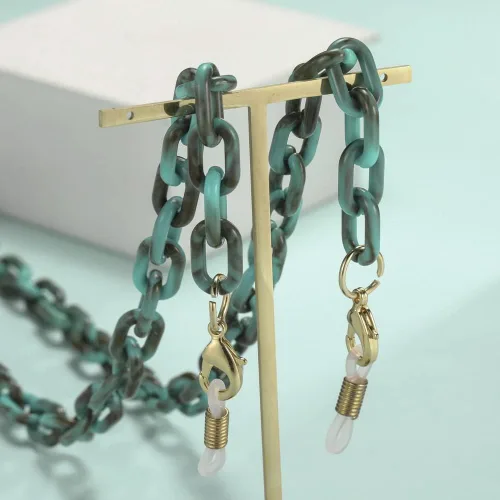 Vista 3 de LIKGREAT Cadena de gafas de acrílico para mujer, con cadena de acrílico ámbar, correa de retención para gafas de sol