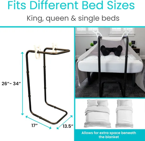 Vista 6 de Vive - Levantador de manta para pies de 26 a 34 pulgadas, protector de pie de cama ajustable - Cama Cradle for Feet - Lift Bar for Sheet Support