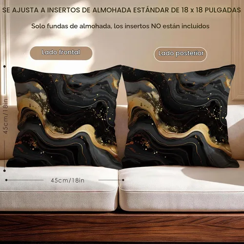 Vista 7 de OBSEDE - Fundas para cojín de mármol negro y dorado abstracto, 18 × 18 pulgadas, juego de 4, fundas para cojines de sofá, cama, salón, decoración