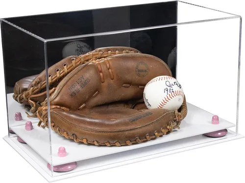 Vista 12 de Better Display Cases Vitrina de guantes de béisbol de acrílico transparente con elevadores negros (A011/V16)