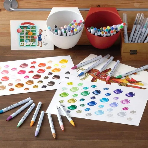 Vista 6 de Kuretake Clean pincel de color real para acuarela pincel de plumas (juego de 48 colores)