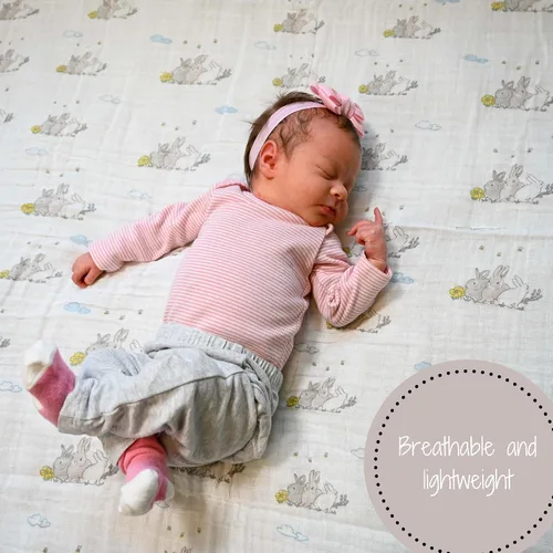 Vista 6 de LollyBanks Manta para envolver al bebé, manta de muselina 100% algodón para niños y niñas, grande de 47 x 47 pulgadas, mantas suaves y transpirables