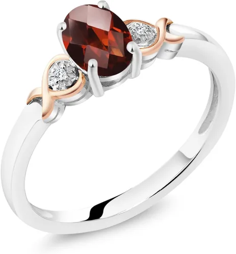 Vista 28 de Gem Stone King Anillo de compromiso de plata de ley 925 y oro rosa de 10 quilates, piedra preciosa ovalada de 0.276 x 0.197 in, con acento