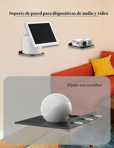 Vista 9 de Estante de montaje en pared para altavoces inteligentes Negro