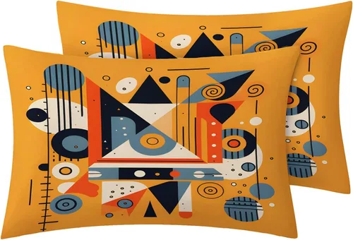 Vista 2 de Funda de edredón abstracta tamaño individual Juego de ropa de cama geométrica 2 piezas Funda de edredón con patrón de microfibra suave