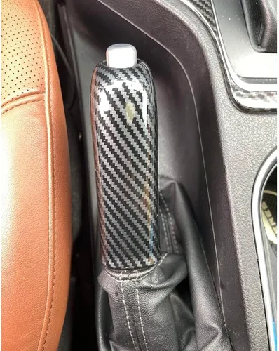 Vista 3 de ruihe Cubierta de manija de freno de mano de estacionamiento de color fibra de carbono moldura compatible con Ford Ranger 2016 2017 2018 2019 2020